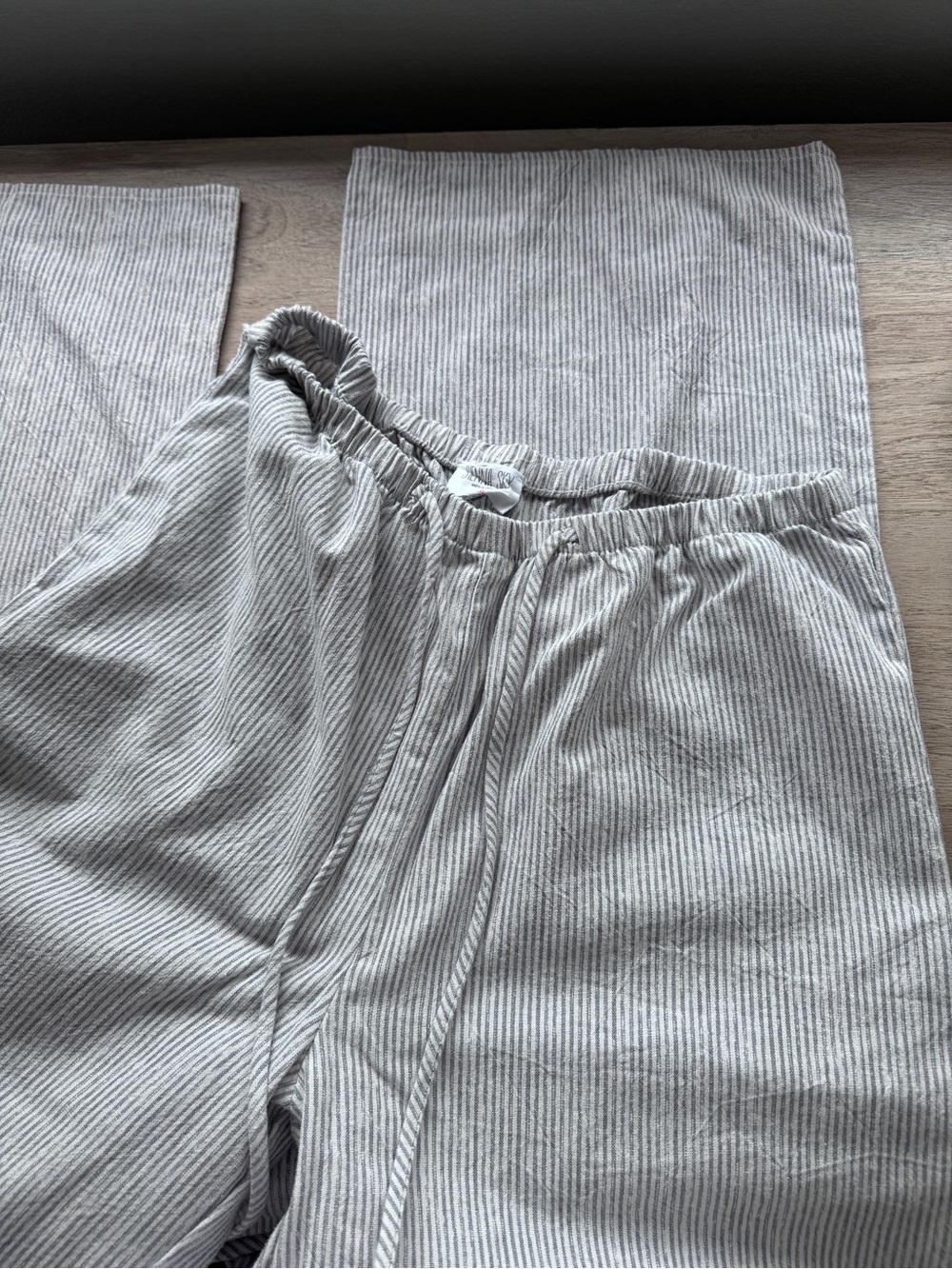 Sienna Sky Light Gray Striped Knit Lounge Pants